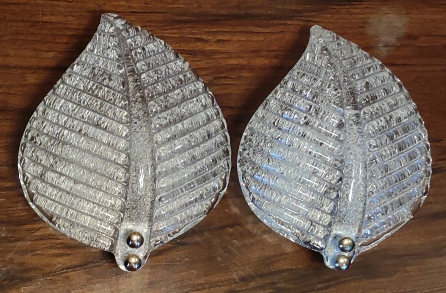 Pair of vintage Barovier and Toso Murano glass leaf wall lights