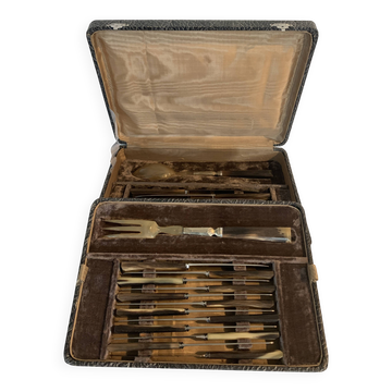 Old knife and salad service set from the 20th century