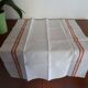 3 old linen cotton tea towels with vintage bedding