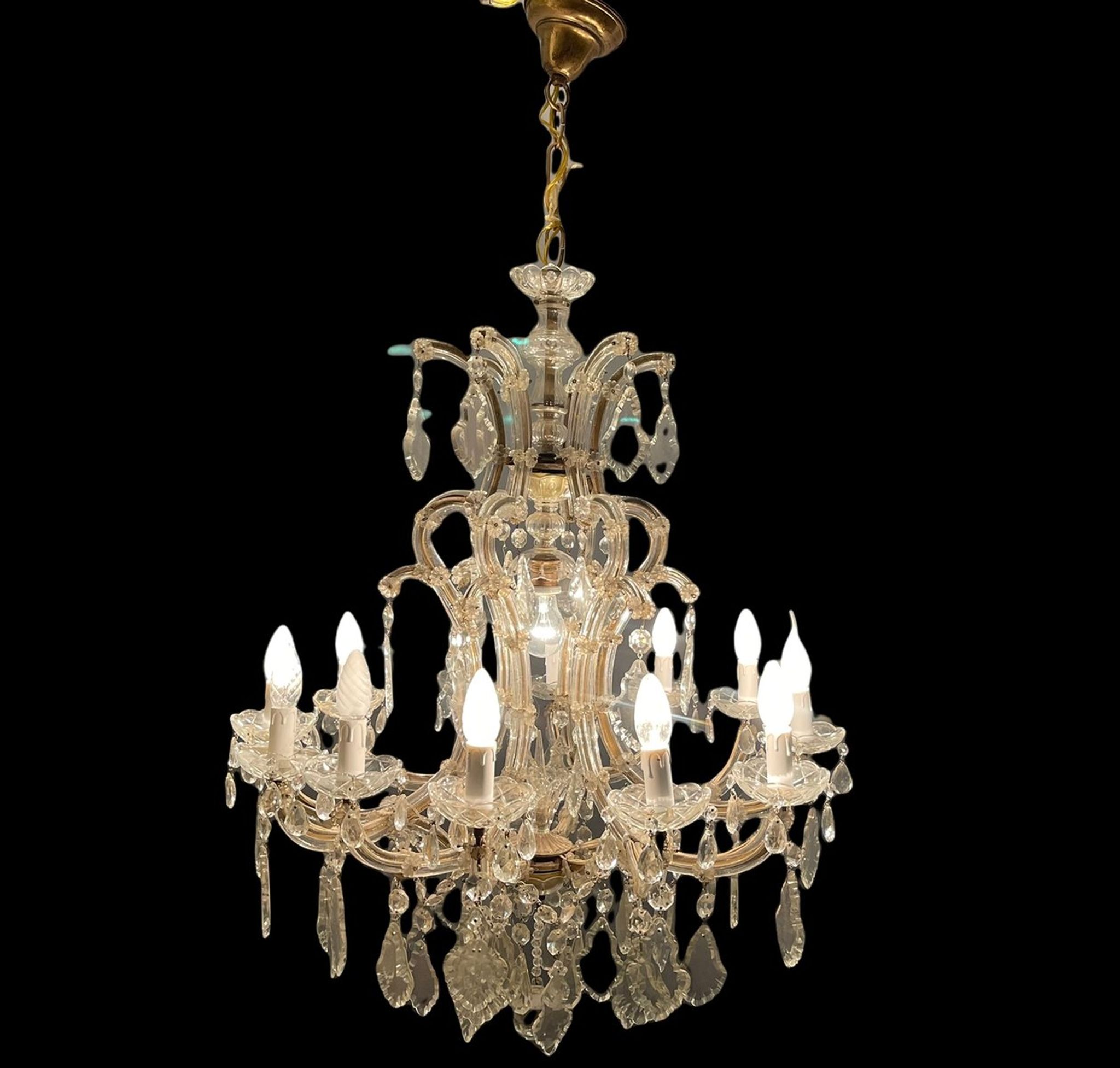 Lustre italien en cristal de murano, années 1950
