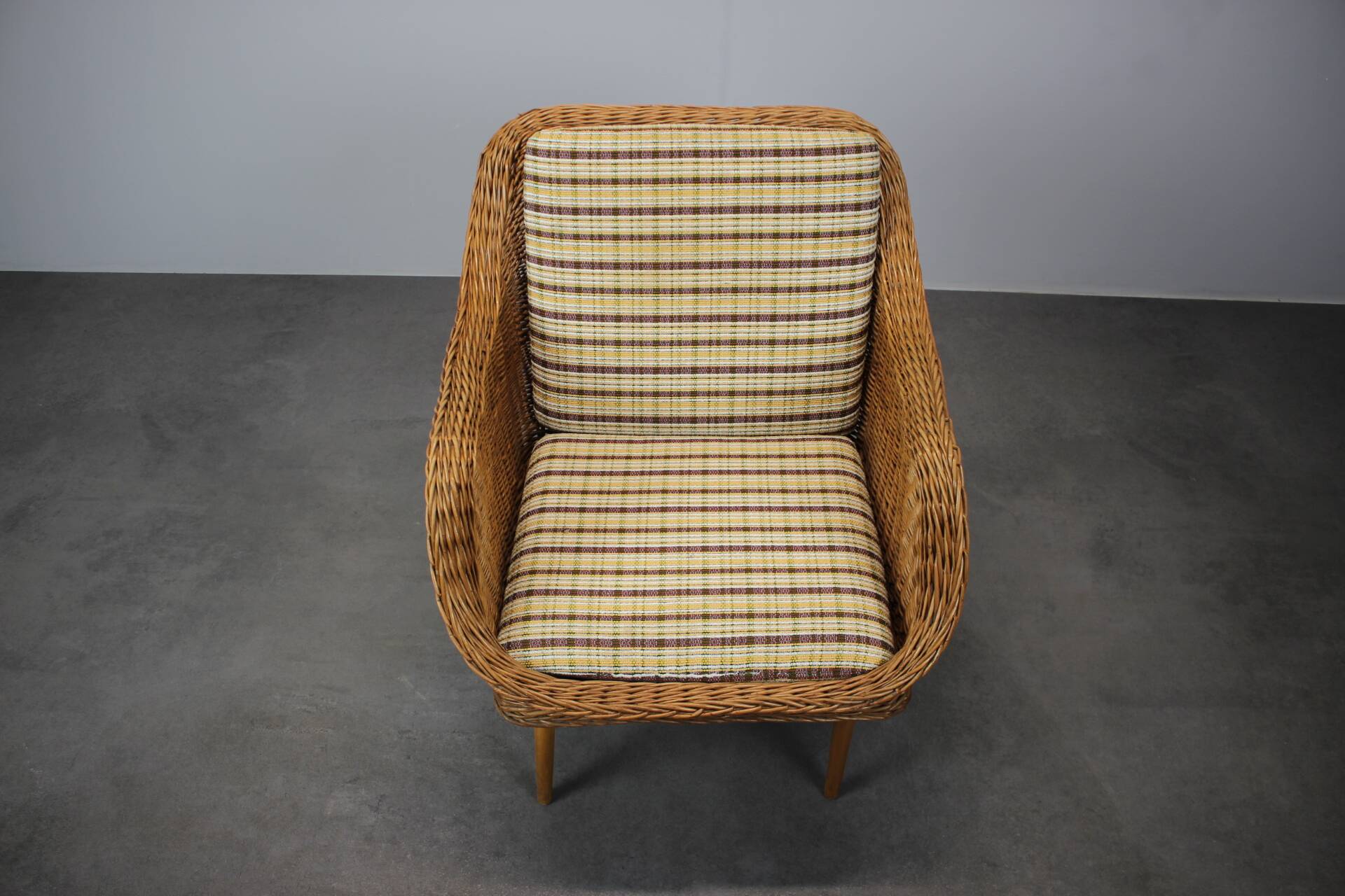 Rattan armchair from the 1970s by Uluv, Czechoslovakia