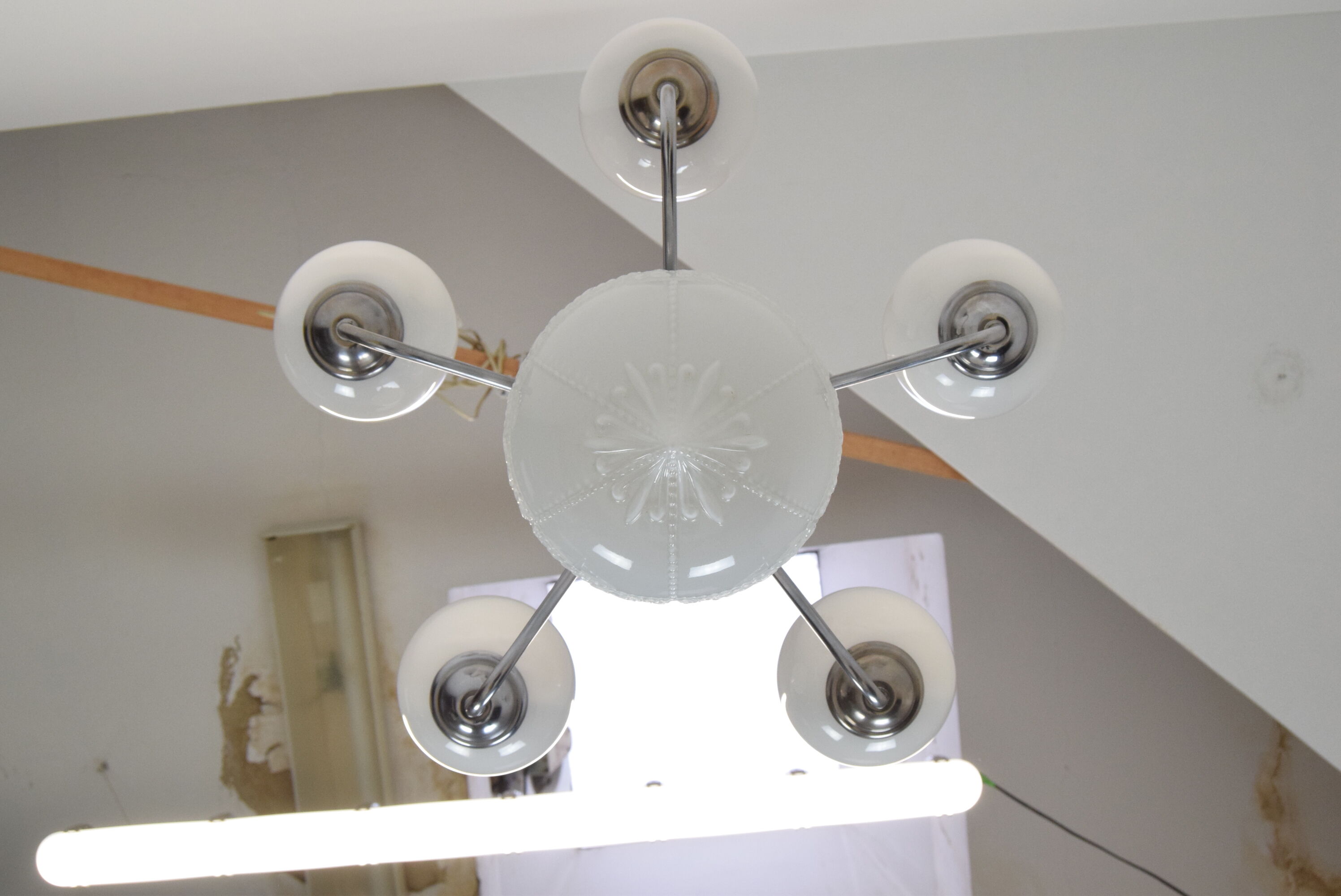 Art deco chrome chandelier,1930's.