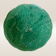 Set of 6 green earthenware dessert plates, vine leaf pattern.