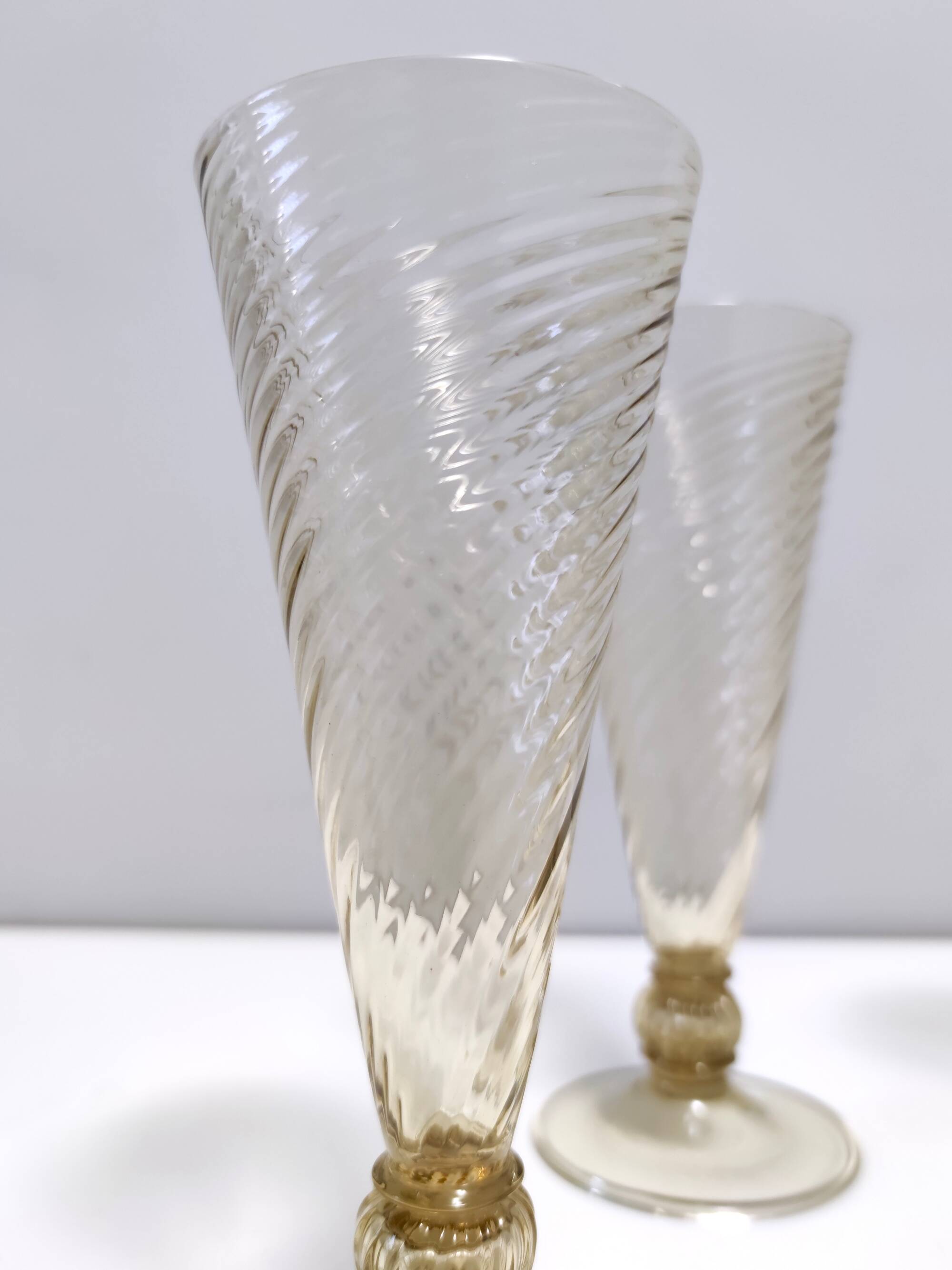 Set of Six Amber Murano Drinking Glasses by Vittorio Zecchin, Italy