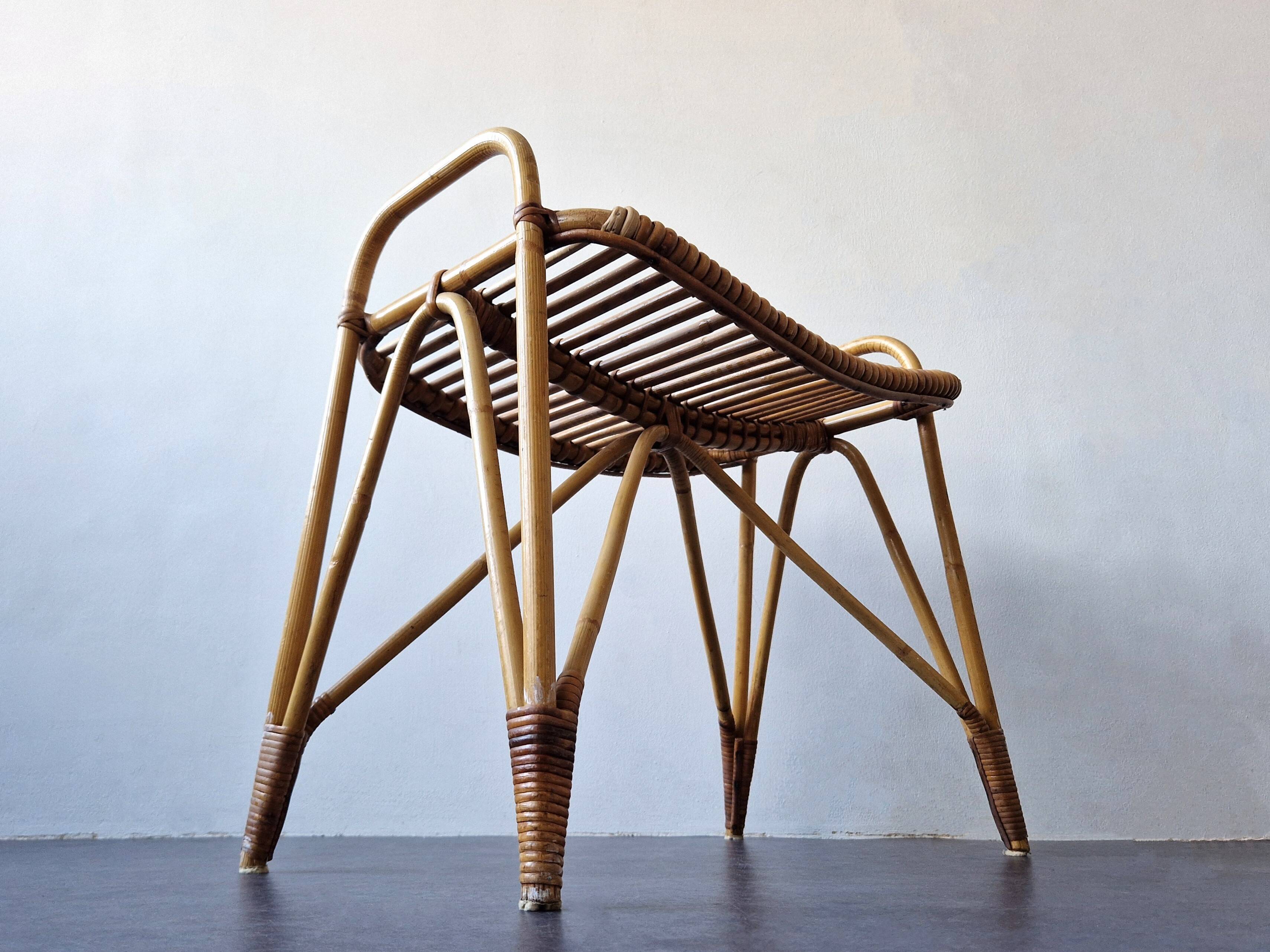 Rattan footstool for Rohé Noordwolde, The Netherlands 1960's