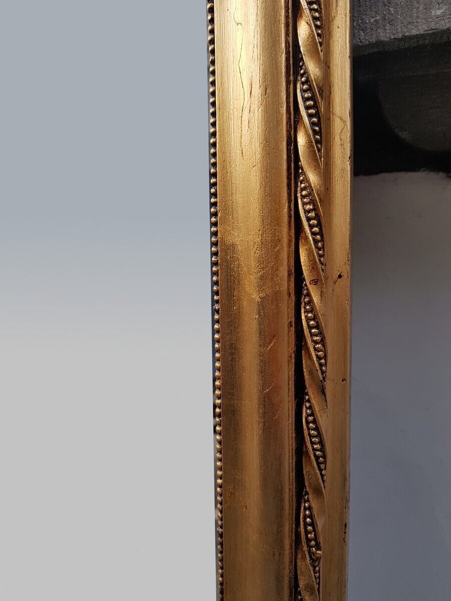 Miroir de cheminée doré, bois et verre, 19ème