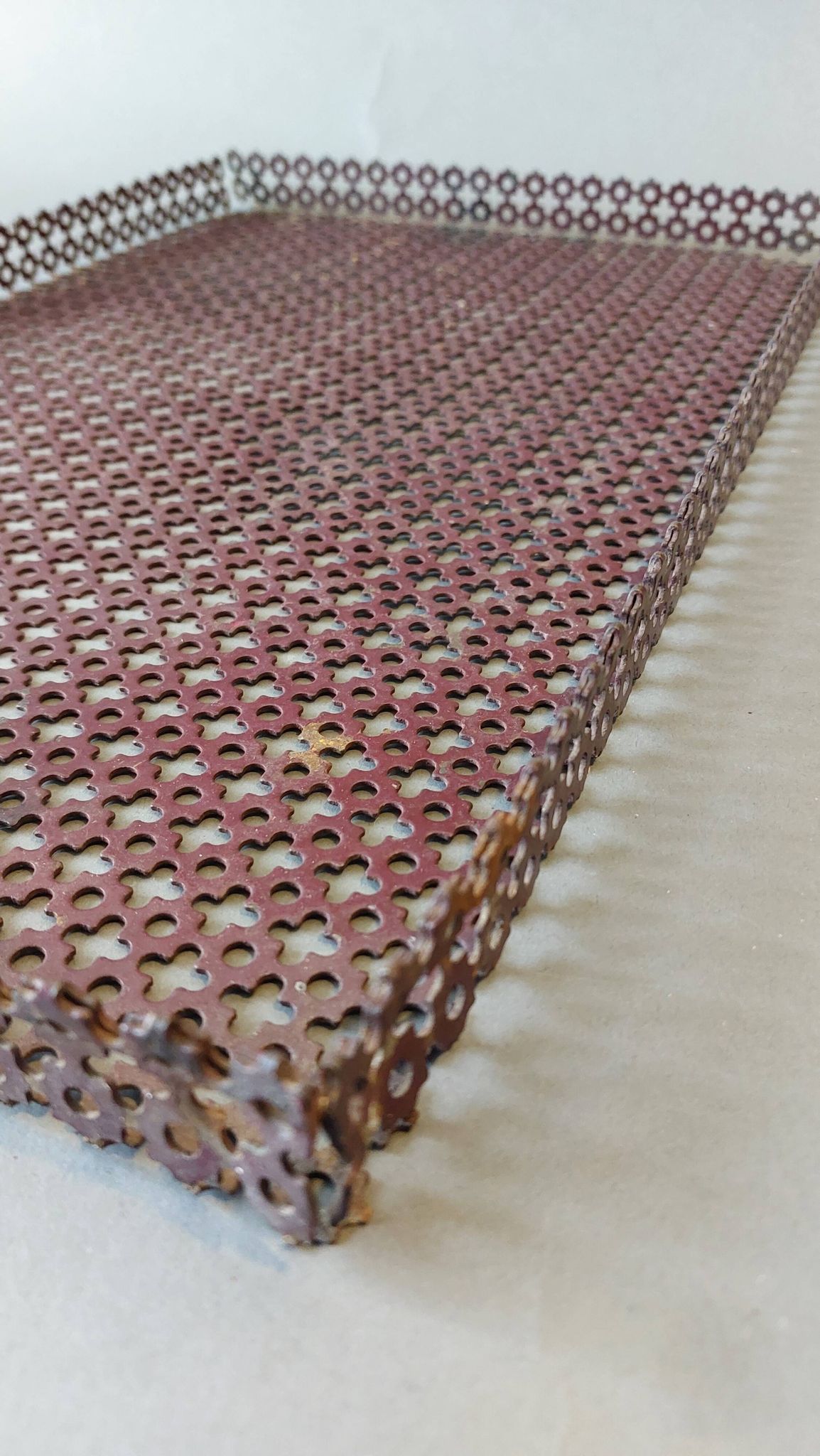 Especially table tray in perforated metal 1950.
