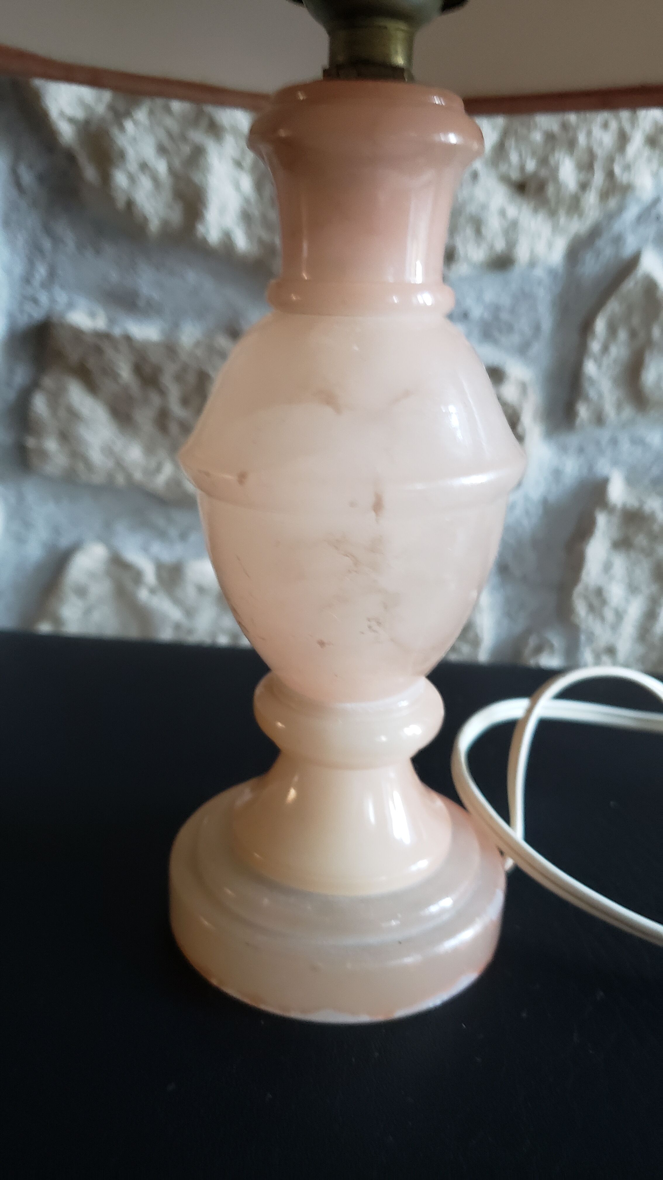 Bedside lamp pink marble foot