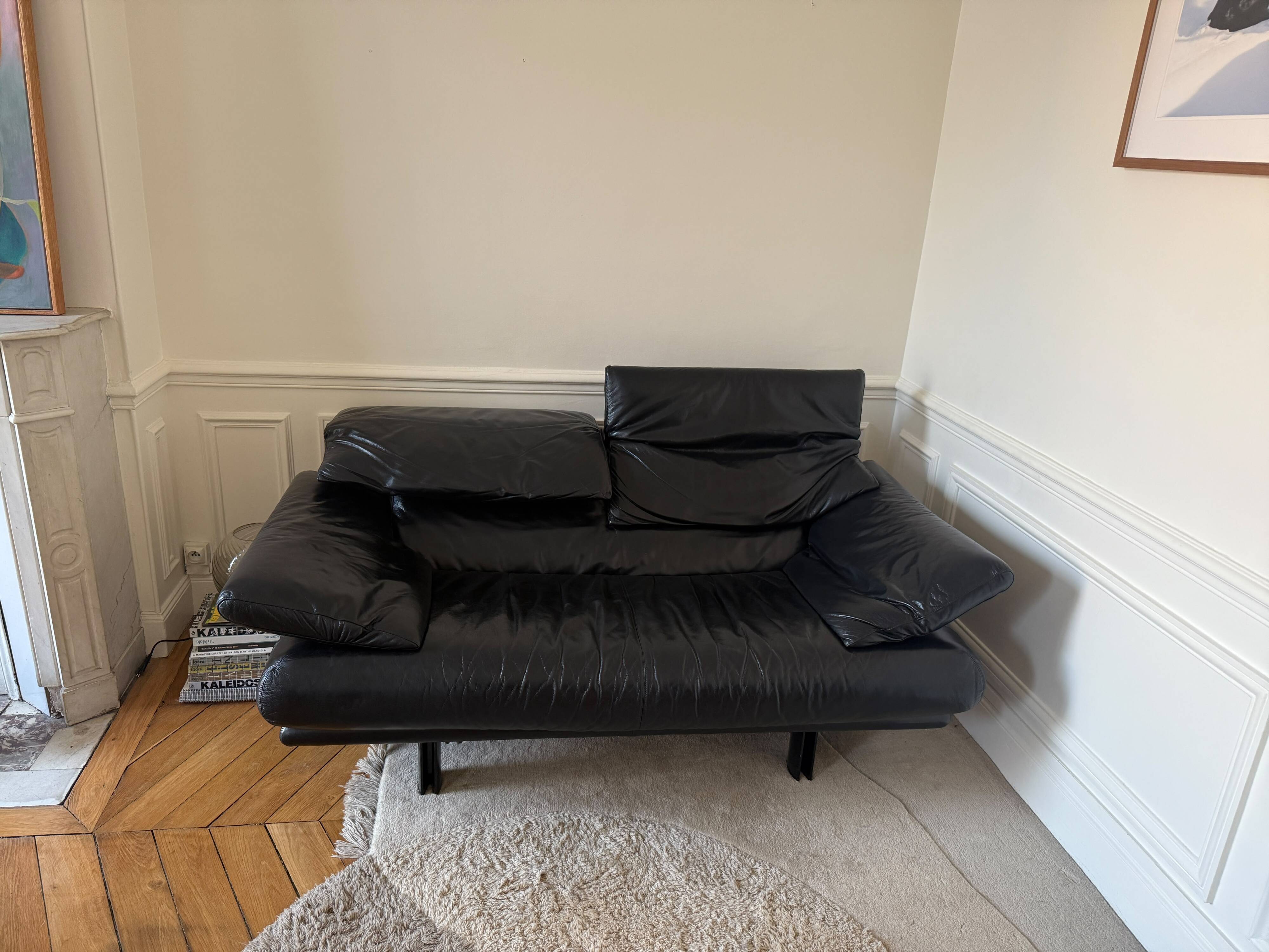 B&B Italia Alanda 2-seater sofa in black leather