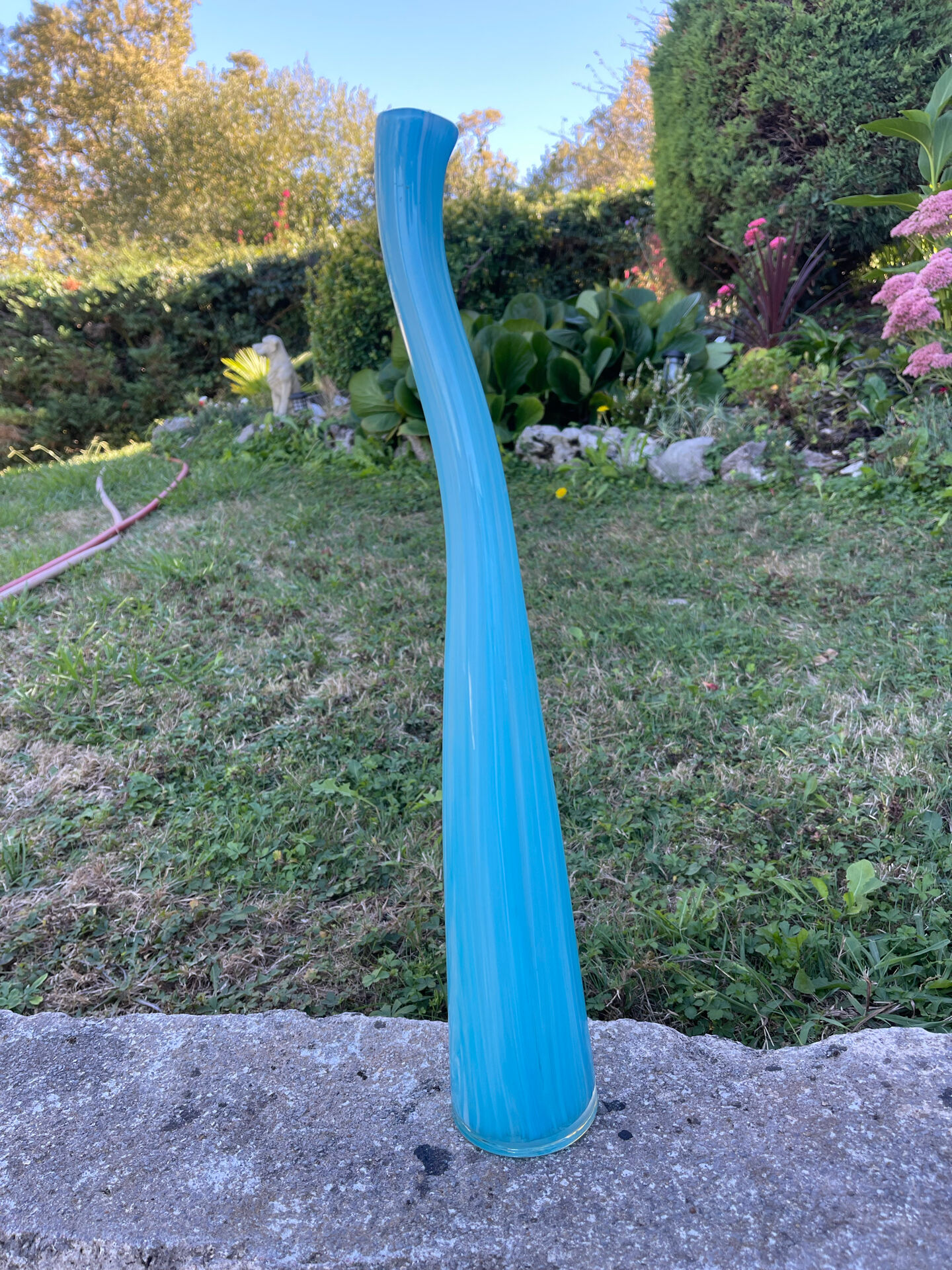 Large Murano vase in turquoise glass – 53 cm – Vintage