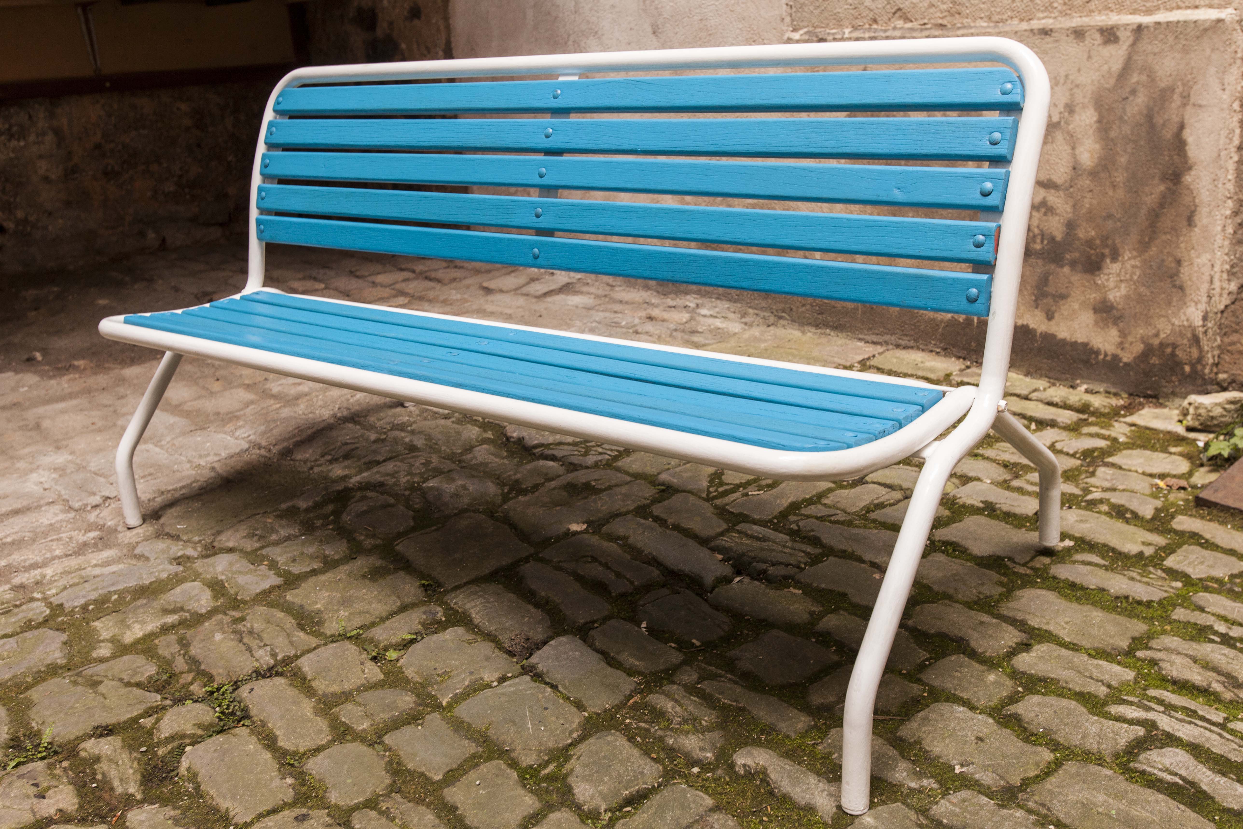 Restored 60s folding garden bench