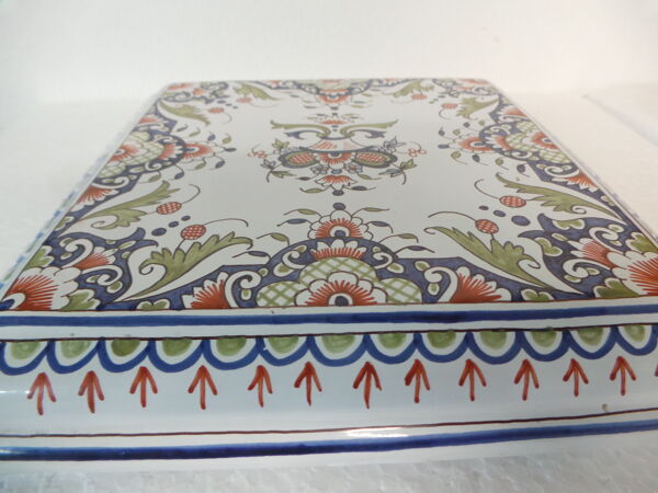 Dessous de plat faience rouen peint a la main decor floral