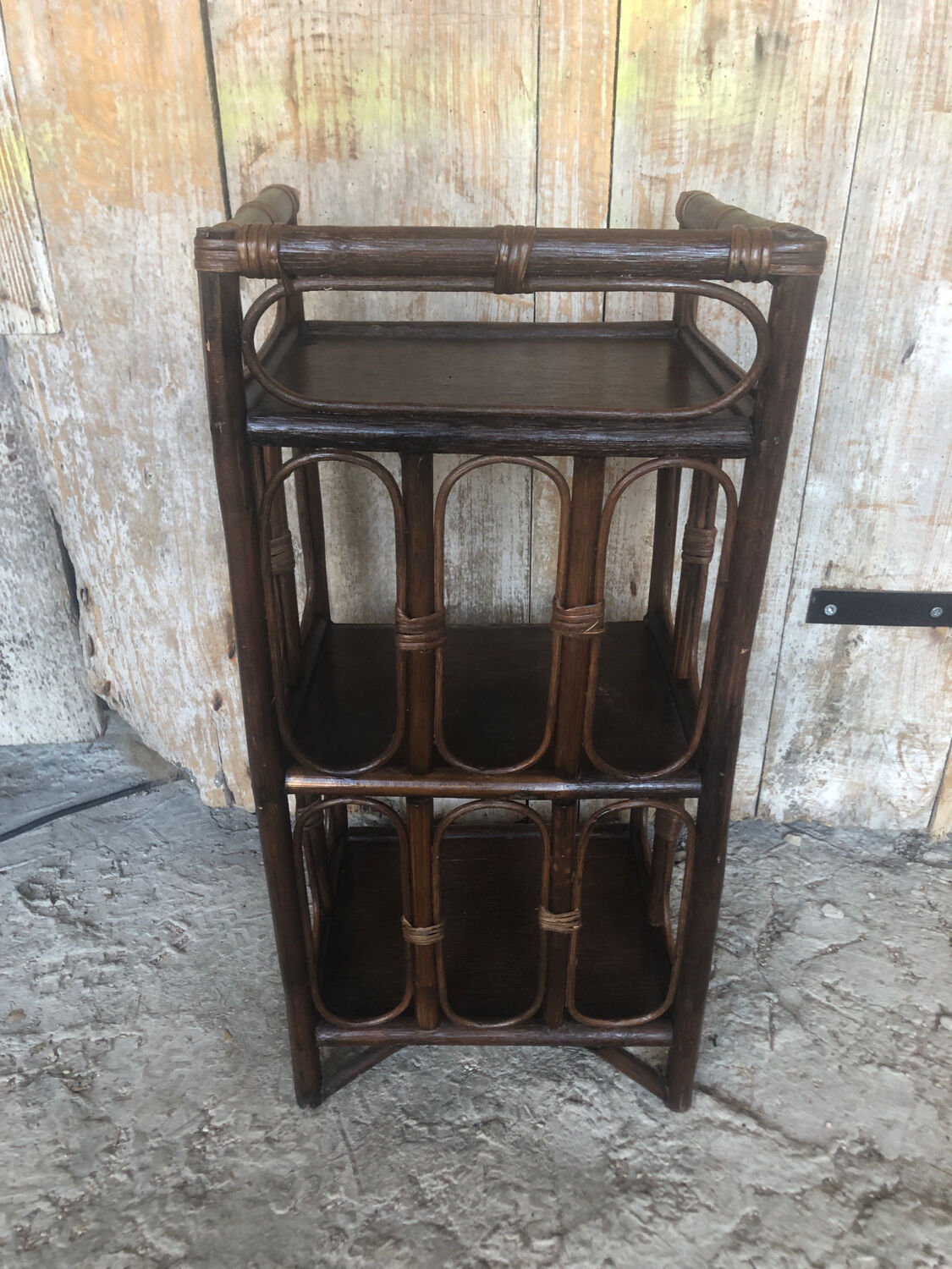 Vintage rattan shelving accent cabinet