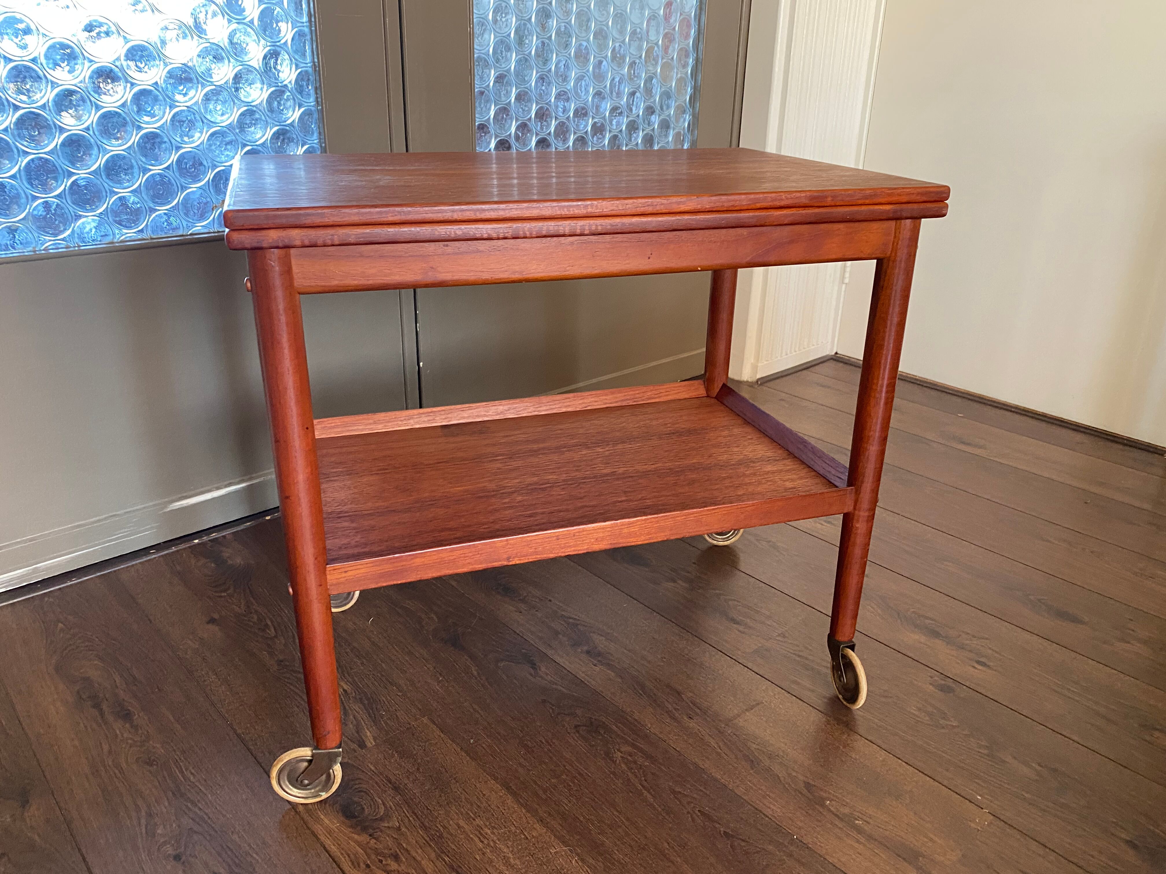 Danish Design Flip Top Bar Cart by Grete Jalk for Poul Jeppesens Møbelfabrik, 1960s