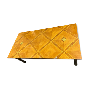 Table en marqueterie et bronze façon parquet