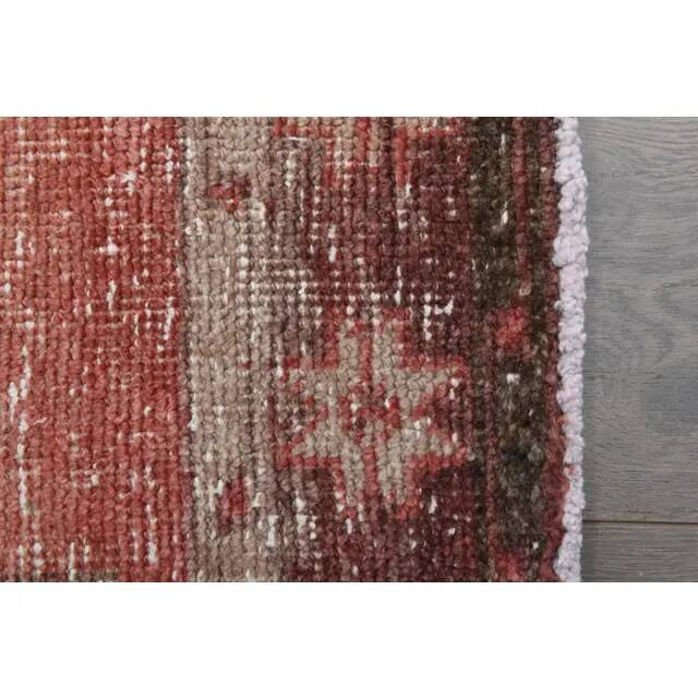 1970s vintage Turkish Oushak handmade wool cotton red area rug 89x344