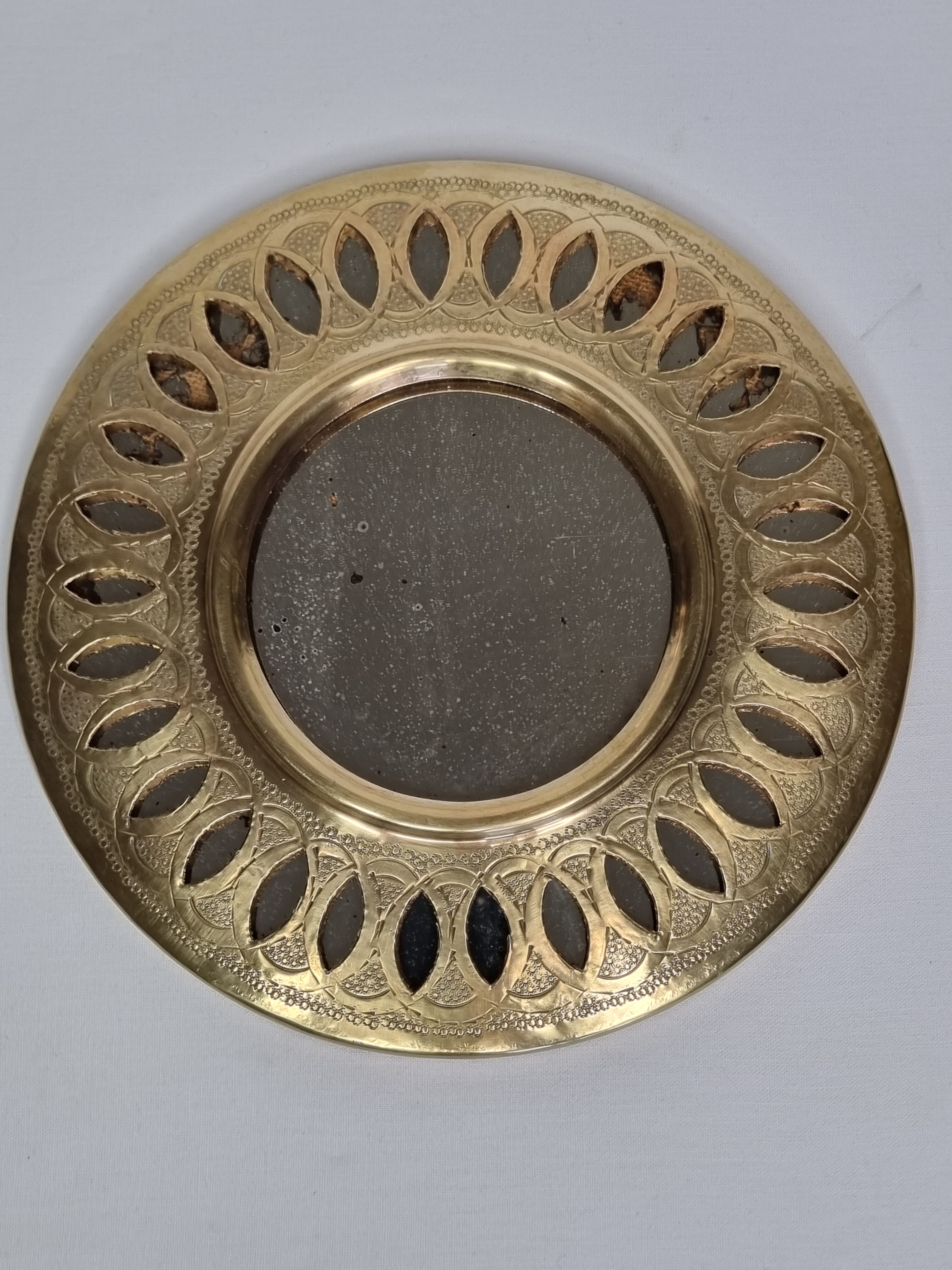 Vintage Moroccan mirror, openwork round, 23 cm