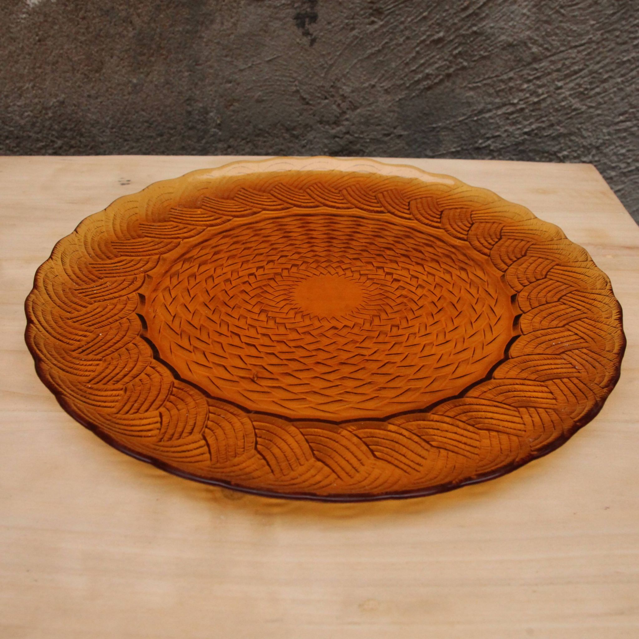 Plat à gâteau en verre orangé