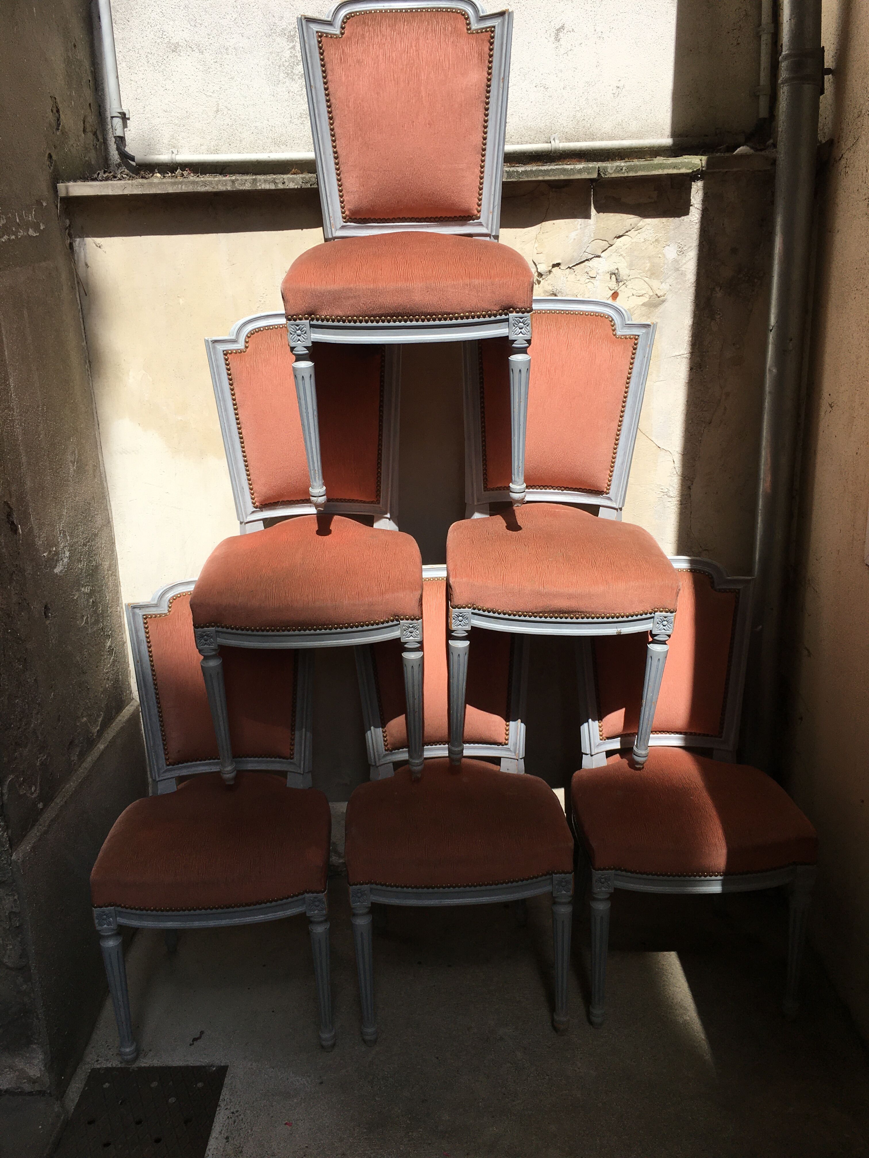 Series of 6 chairs XXeme style Louis XVI