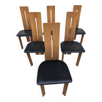 Set of 6 chairs by Mario Marenco for Mobilgirgi, 70s