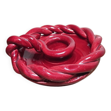 Twisted red earthenware candle holder