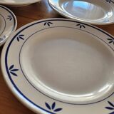 4 ironstone plates with blue pattern.