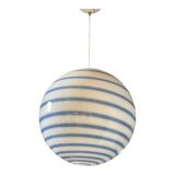 Murano Style Glass Pendant Swirling Blue and White