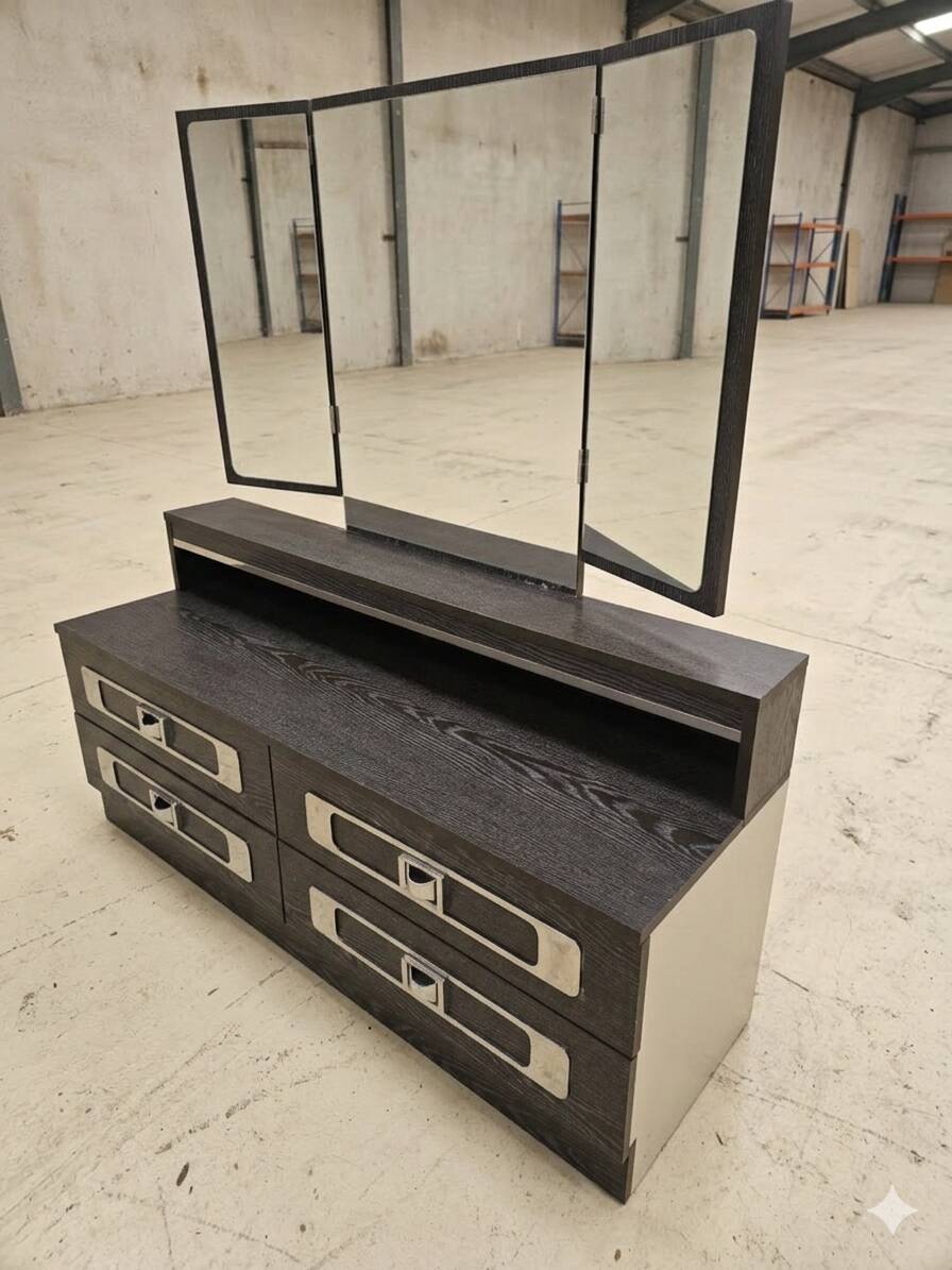 Vintage 80s hairdresser triptych mirror