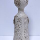 ceramic candle holder with crowned head signed P