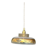 Vintage frosted glass pendant lampshade with gold frieze