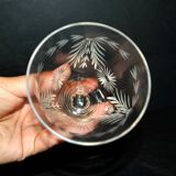 Set of 2 Roemer wine glasses in Saint-Louis crystal? engraved with the garland wheel 1900 H20cm