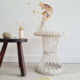 White rattan wicker table or side table