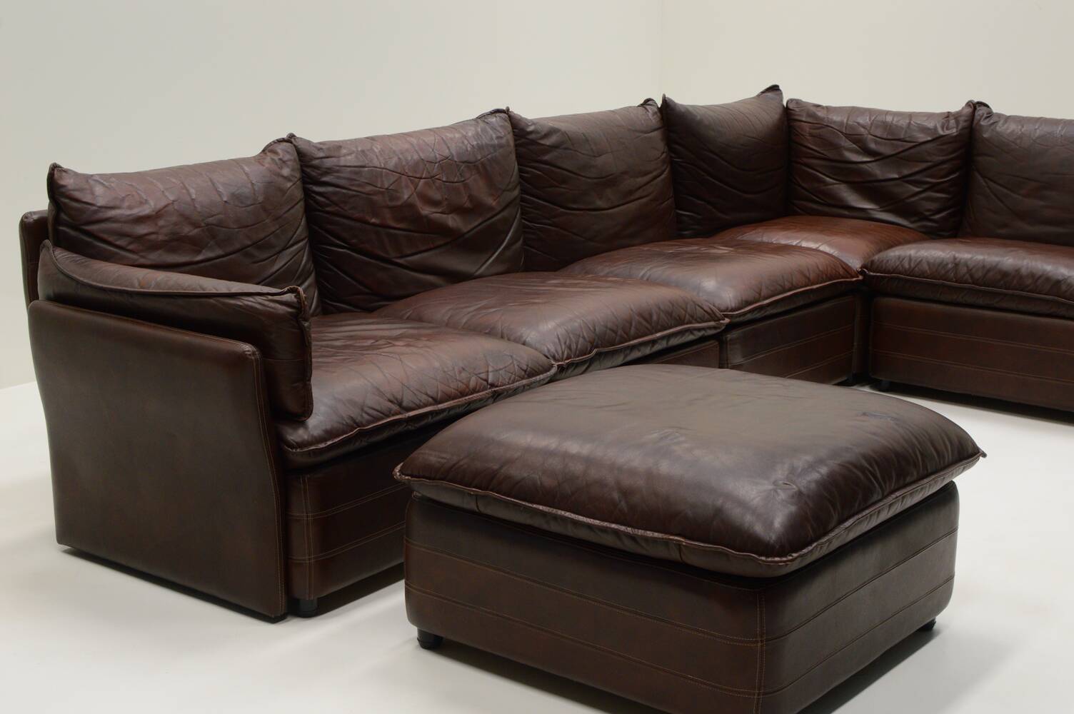 Large leather modular sofa, 1970s Germany