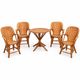 Ensemble de jardin vintage en rotin tressé –table ronde et 4 fauteuils