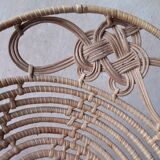 Small table basket braided in rafia and wicker, circa 1930