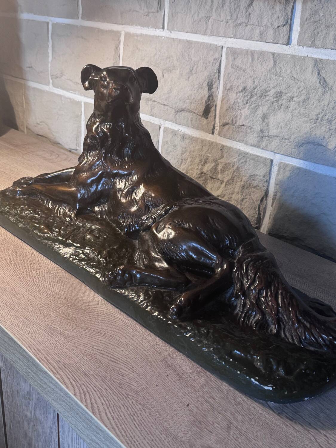 Large ancient sculpture – Reclining Greyhound after P.J. Mêne – edition