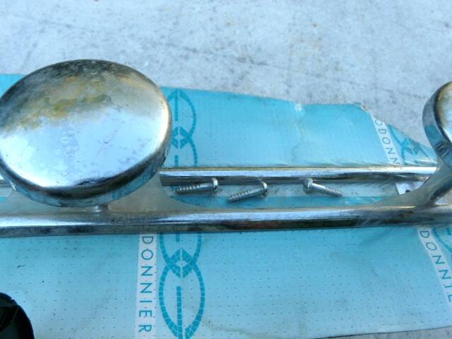 Wall coat rack with 3 chrome metal hooks, vintage 80s.
