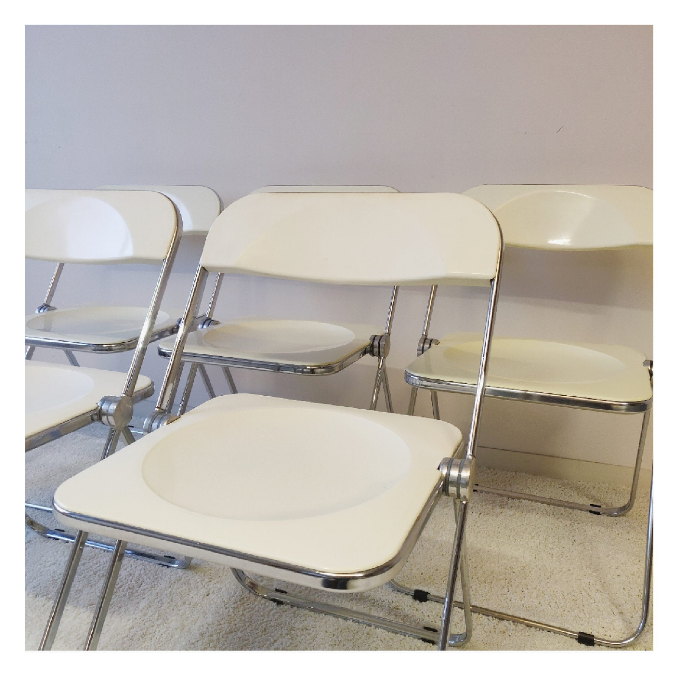 Ensemble de 5 chaises Plia par Giancarlo Piretti pour Castelli