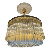 Murano Glass Chandelier With Clear Triedo Glass Italian Pure Art