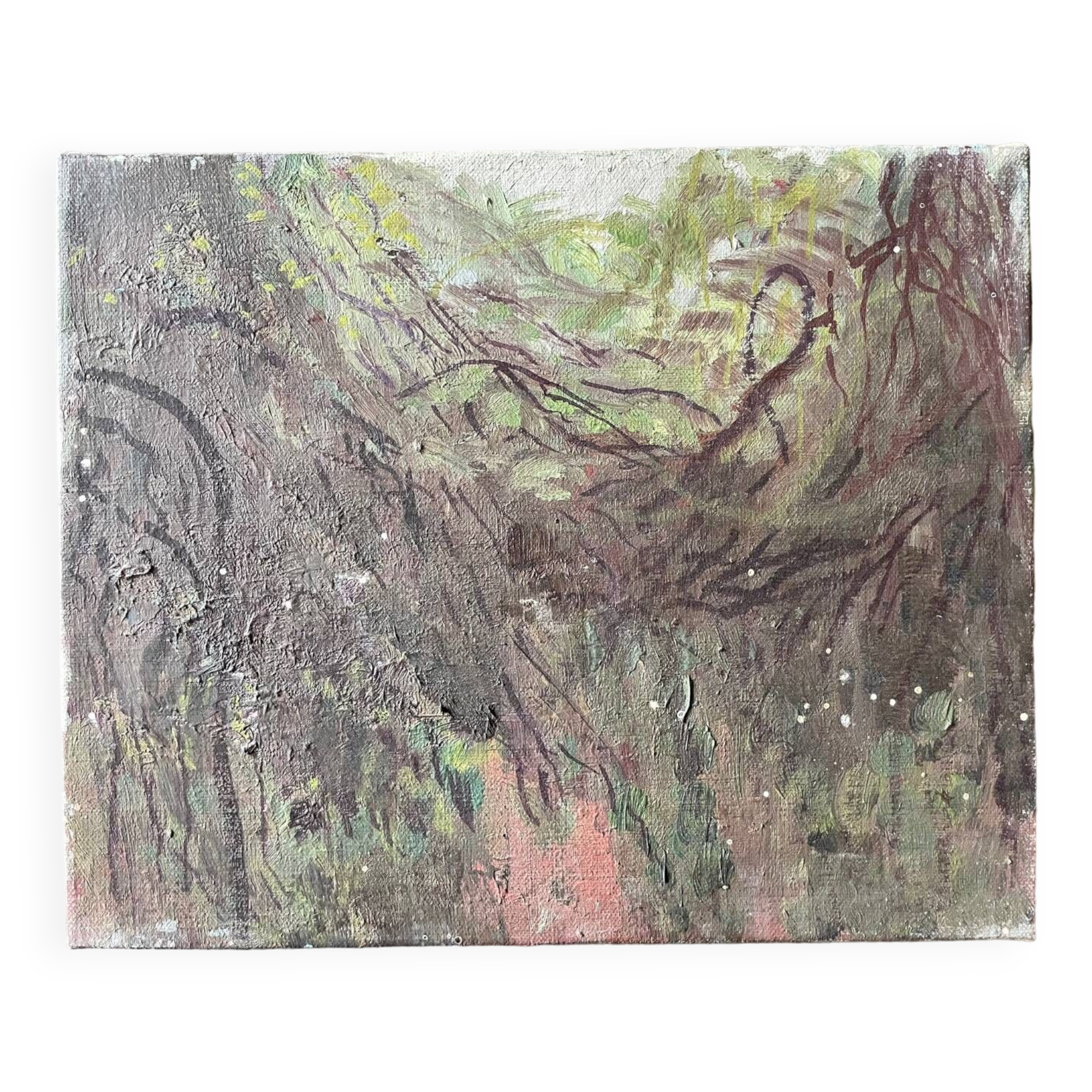 Vintage 70s garden landscape painting