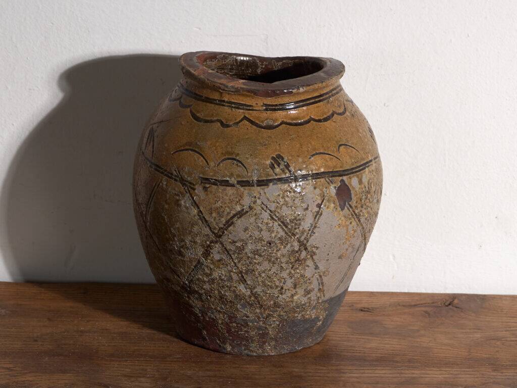 Vase ancien chinois en grès émaillé – Chine, vers 1890