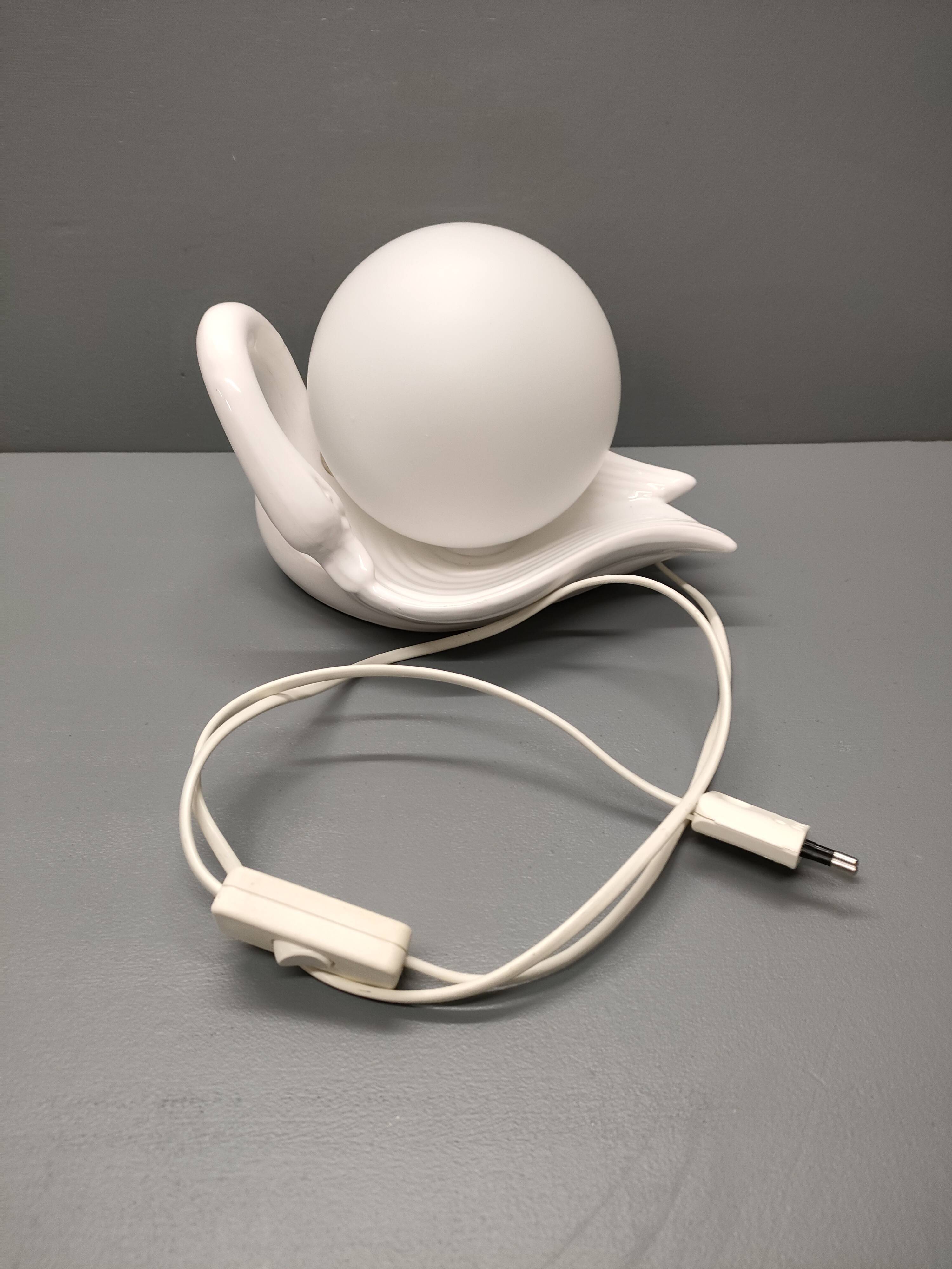 Ceramic swan lamp - Delfts Wit - 70s/80s - Netherlands