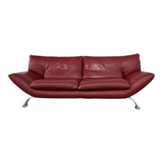 Italian design 3-seater sofa in leather and metal