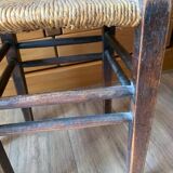 Pair of wood and straw stools