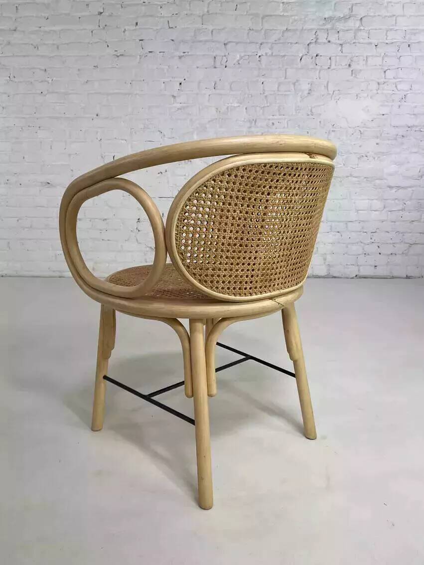 Rattan and cane armchair