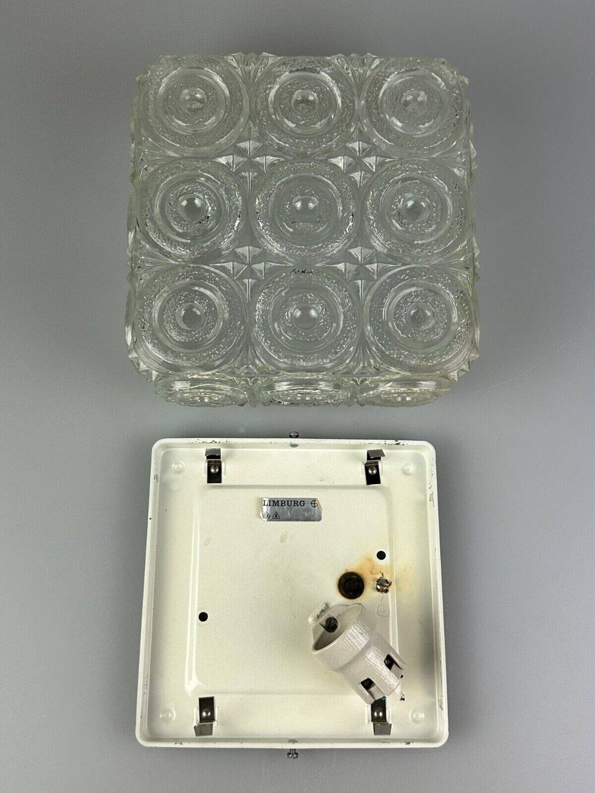 Limburg glass and metal ceiling light, Germany 1960