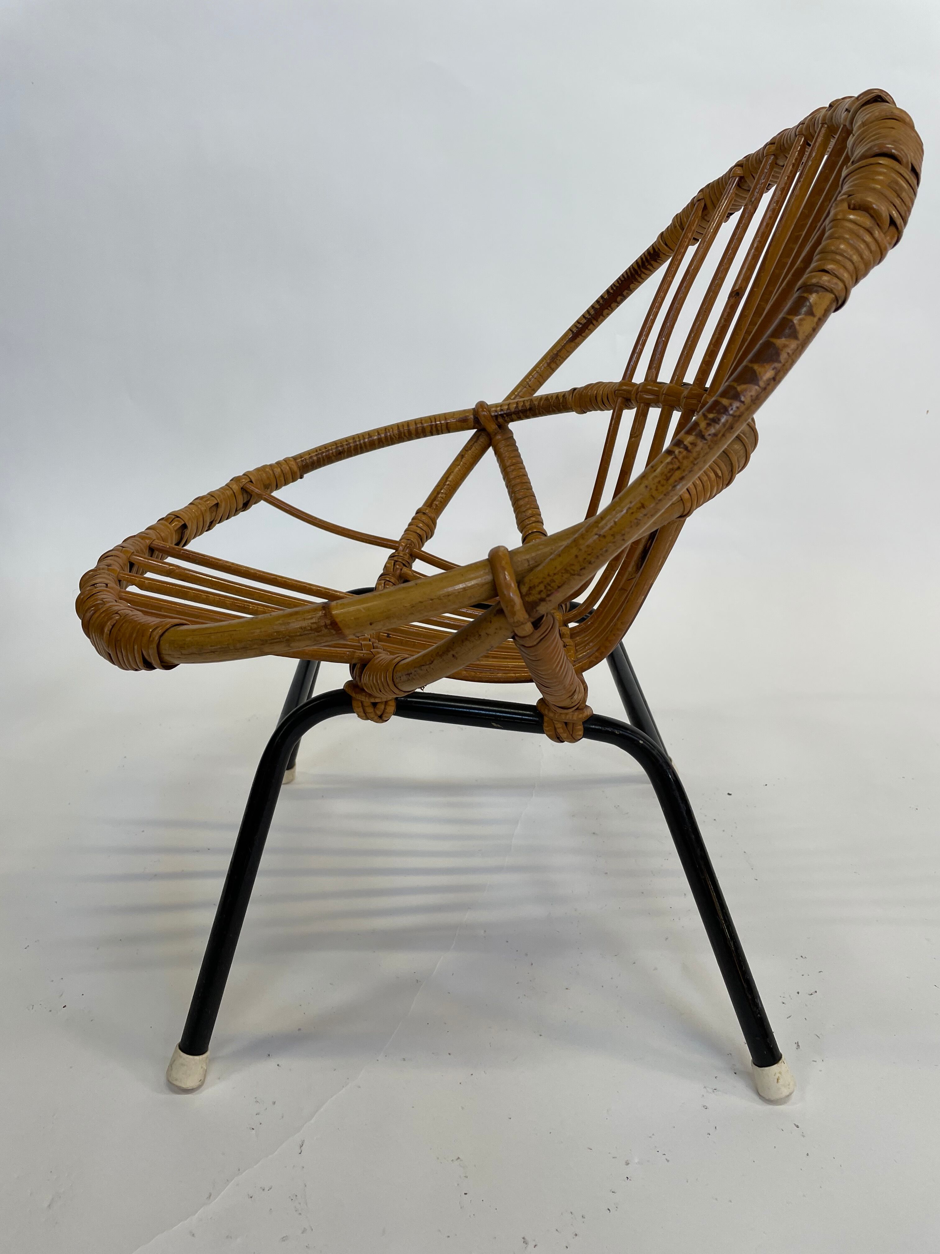 Vintage Rattan children's chair Rohe Noordwolde 1960s Design