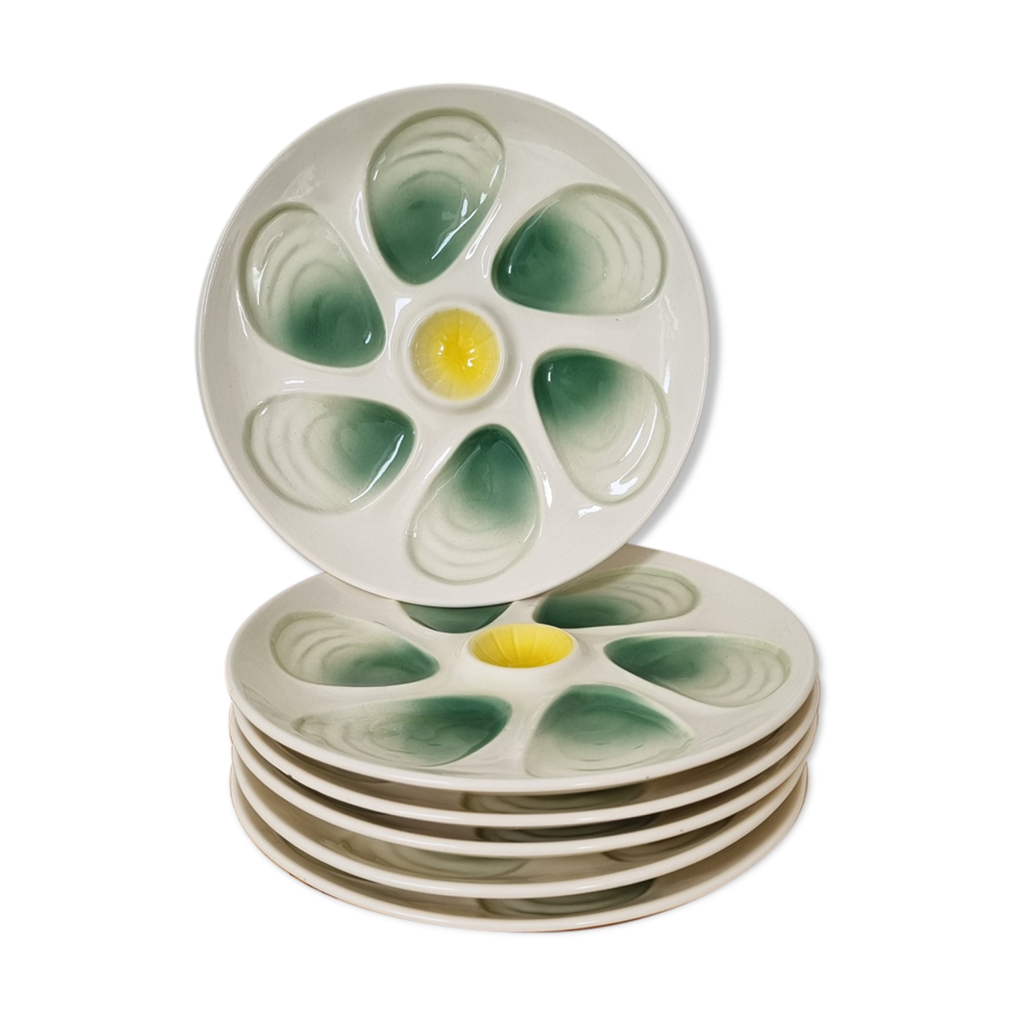 Six vintage Salins oyster plates