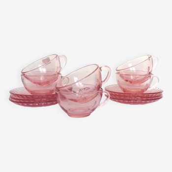 6 tasses café verre rose arcoroc