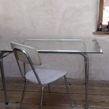 1950s chrome and fabric compass base chair